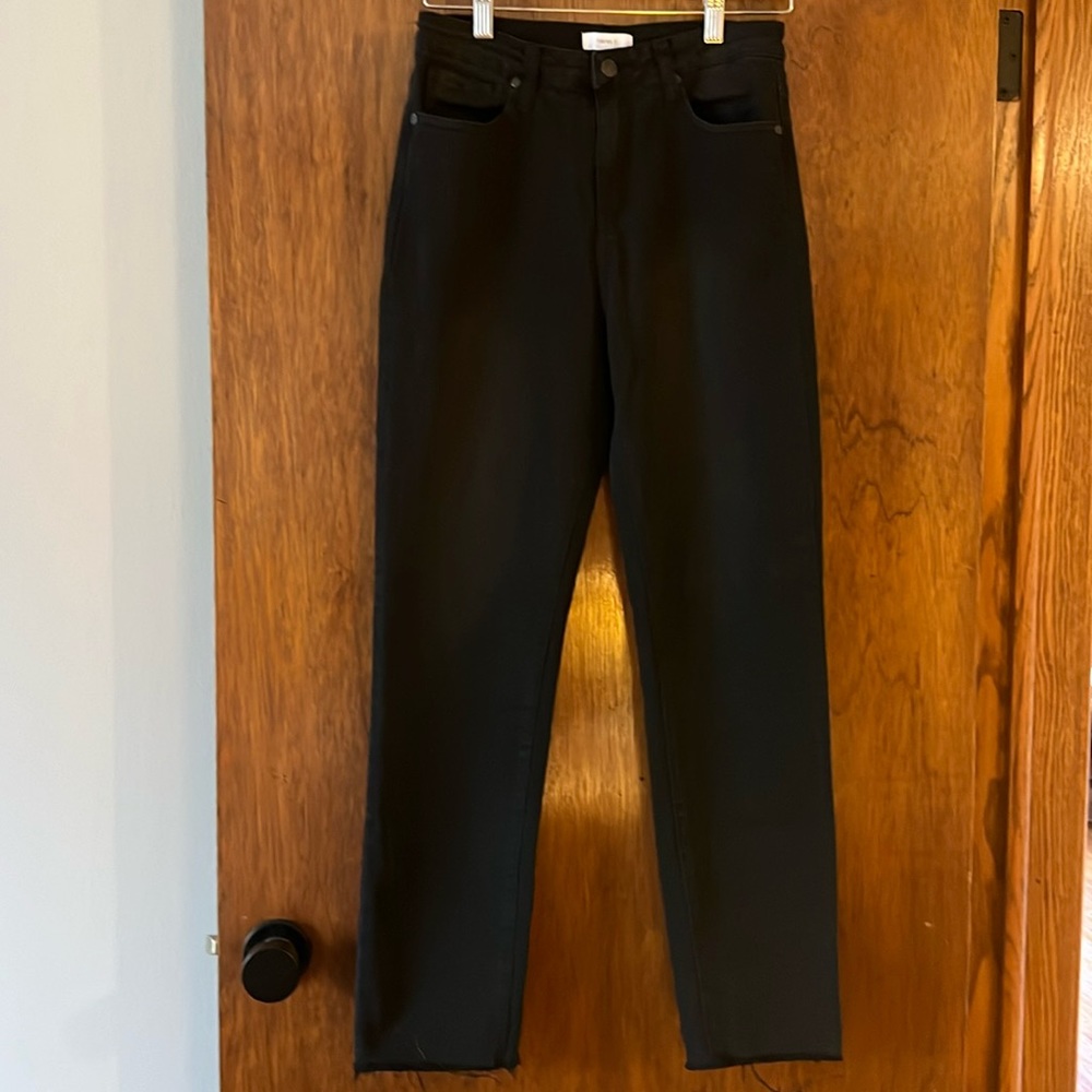 Forever 21 Black Straight Leg Raw Hem Jeans